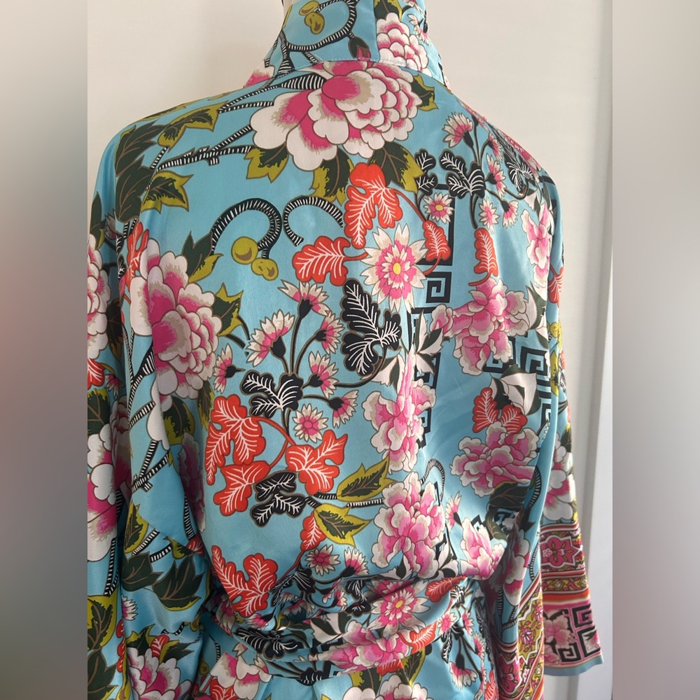 Natori Private Luxuries Asian Inspired Floral Print Satin Kimono Robe ~ Small - Picture 5 of 7